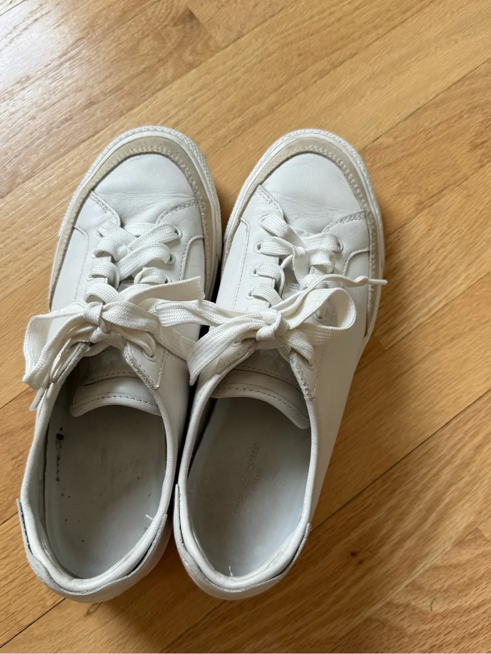 Rag & Bone Women’s White Leather Sneakers With Suede Trim, Size 8.5